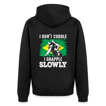 Martial Arts BJJ Brazilian Jiu Jitsu - Unisex Premium Bio Zip Hoodie - Schwarz - Hinten - Nico (187cm)