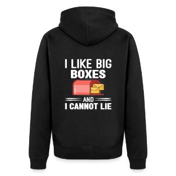 Briefkasten Postbote Spruch Postzusteller - Unisex Premium Bio Zip Hoodie - Schwarz - Hinten - Nico (187cm)
