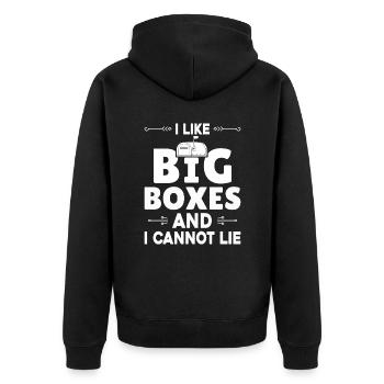Briefkasten Postbote Spruch Postzusteller - Unisex Premium Bio Zip Hoodie - Schwarz - Hinten - Nico (187cm)