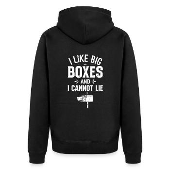 Briefkasten Postbote Spruch Postzusteller - Unisex Premium Bio Zip Hoodie - Schwarz - Hinten - Nico (187cm)