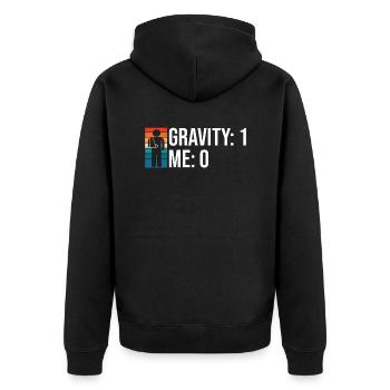 Gebrochener Arm Spruch - Fraktur Gipsarm - Unisex Premium Bio Zip Hoodie - Schwarz - Hinten - Nico (187cm)
