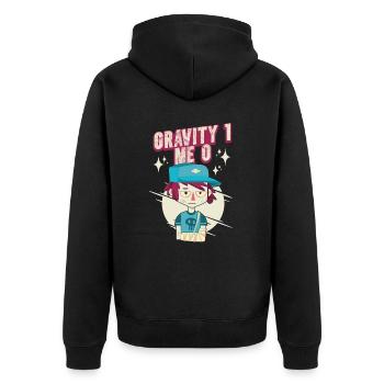 Gebrochener Arm Spruch - Fraktur Gipsarm - Unisex Premium Bio Zip Hoodie - Schwarz - Hinten - Nico (187cm)