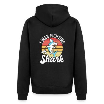 Gebrochenes Bein Spruch - Fraktur Gipsbein - Unisex Premium Bio Zip Hoodie - Schwarz - Hinten - Nico (187cm)