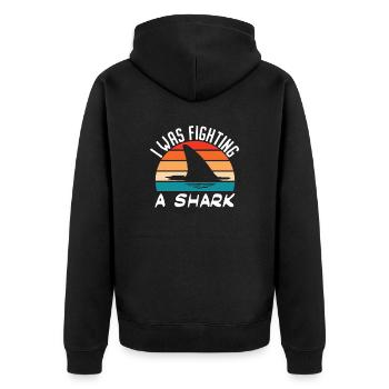 Gebrochenes Bein Spruch - Fraktur Gipsbein - Unisex Premium Bio Zip Hoodie - Schwarz - Hinten - Nico (187cm)