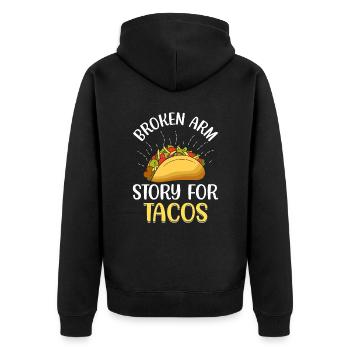 Gebrochener Arm Spruch - Fraktur Gipsarm - Unisex Premium Bio Zip Hoodie - Schwarz - Hinten - Nico (187cm)