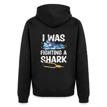 Gebrochenes Bein Spruch - Fraktur Gipsbein - Unisex Premium Bio Zip Hoodie - Schwarz - Hinten - Nico (187cm)