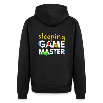 SCHLAFENDES SPIEL MASTER DRAGONS ADVENTURES RPG - Unisex Premium Bio Zip Hoodie - Schwarz - Hinten - Nico (187cm)