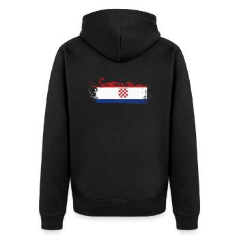 Kroatien Kroatisch Hrvatska Kroaten Kroaten Kroaten - Unisex Premium Bio Zip Hoodie - Schwarz - Hinten - Nico (187cm)