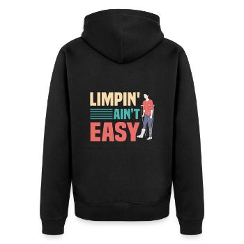 Gebrochenes Bein Spruch - Fraktur Gipsbein - Unisex Premium Bio Zip Hoodie - Schwarz - Hinten - Nico (187cm)