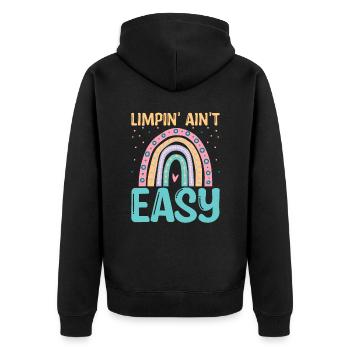 Gebrochenes Bein Spruch - Fraktur Gipsbein - Unisex Premium Bio Zip Hoodie - Schwarz - Hinten - Nico (187cm)
