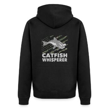 Catfish Whisperer - Wels Catfish Hunter - Unisex Premium Bio Zip Hoodie - Schwarz - Hinten - Nico (187cm)