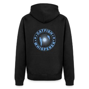 Catfish Whisperer - Wels Catfish Hunter - Unisex Premium Bio Zip Hoodie - Schwarz - Hinten - Nico (187cm)