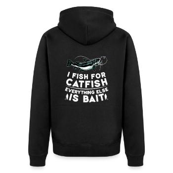 Ich fische Wels Alles andere ist Köder - Catfish - Unisex Premium Bio Zip Hoodie - Schwarz - Hinten - Nico (187cm)