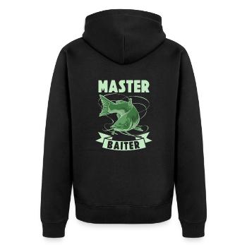 Master Baiter - Wels Catfish Angler Fischen Angeln - Unisex Premium Bio Zip Hoodie - Schwarz - Hinten - Nico (187cm)
