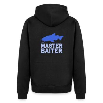 Master Baiter - Wels Catfish Angler Fischen Angeln - Unisex Premium Bio Zip Hoodie - Schwarz - Hinten - Nico (187cm)