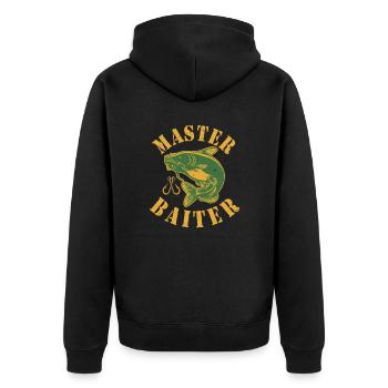 Master Baiter - Wels Catfish Angler Fischen Angeln - Unisex Premium Bio Zip Hoodie - Schwarz - Hinten - Nico (187cm)