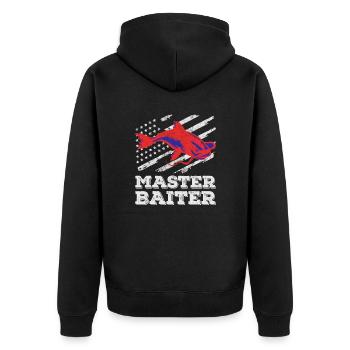 Master Baiter - Wels Catfish Angler Fischen Angeln - Unisex Premium Bio Zip Hoodie - Schwarz - Hinten - Nico (187cm)