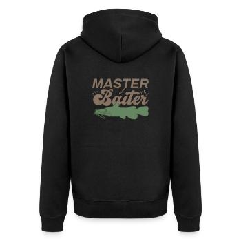 Master Baiter - Wels Catfish Angler Fischen Angeln - Unisex Premium Bio Zip Hoodie - Schwarz - Hinten - Nico (187cm)