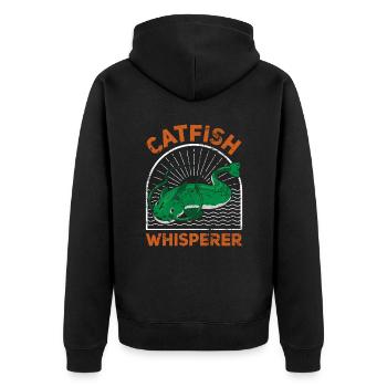 Catfish Whisperer - Wels Catfish Hunter - Unisex Premium Bio Zip Hoodie - Schwarz - Hinten - Nico (187cm)