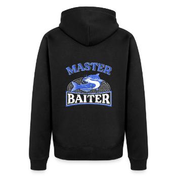 Master Baiter - Wels Catfish Hunter - Unisex Premium Bio Zip Hoodie - Schwarz - Hinten - Nico (187cm)