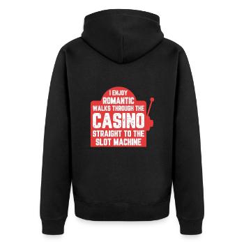 Casino Las Vegas Urlaub Glückspiel - Unisex Premium Bio Zip Hoodie - Schwarz - Hinten - Nico (187cm)