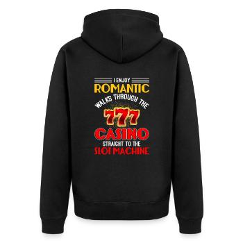 Casino Las Vegas Urlaub Glückspiel - Unisex Premium Bio Zip Hoodie - Schwarz - Hinten - Nico (187cm)
