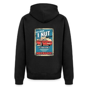 I Screw I Nut I Bolt Mechaniker Reparaturwerkzeug - Unisex Premium Bio Zip Hoodie - Schwarz - Hinten - Nico (187cm)