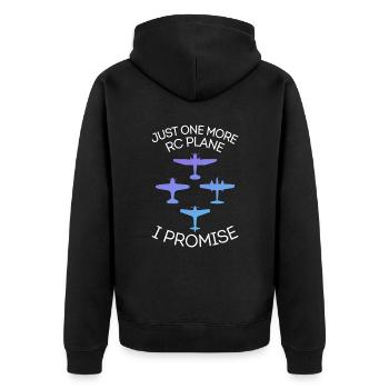Modellbau Flugzeug RC Modellflieger - Unisex Premium Bio Zip Hoodie - Schwarz - Hinten - Nico (187cm)
