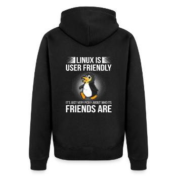Linux ist benutzerfreundlich - Cloud Computing - Unisex Premium Bio Zip Hoodie - Schwarz - Hinten - Nico (187cm)