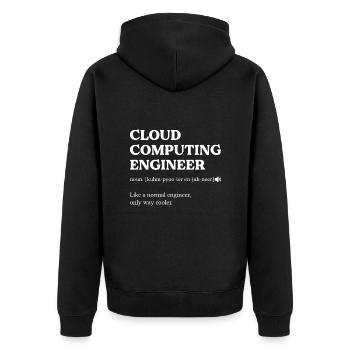 Cloud Computing Engineer Definition Computer - Unisex Premium Bio Zip Hoodie - Schwarz - Hinten - Nico (187cm)