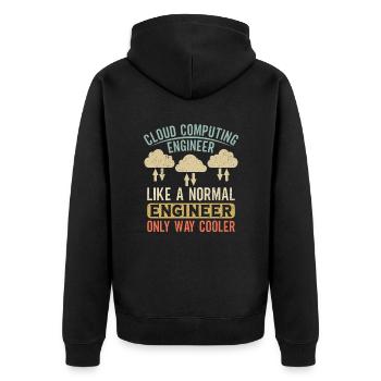 Cloud Computing Engineer Definition Retro Computer - Unisex Premium Bio Zip Hoodie - Schwarz - Hinten - Nico (187cm)