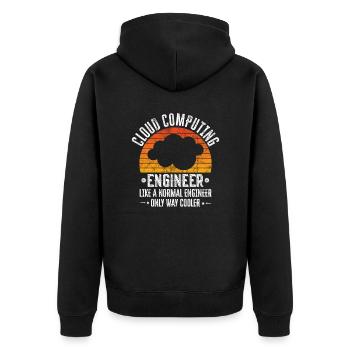 Cloud Computing Engineer Definition Retro Computer - Unisex Premium Bio Zip Hoodie - Schwarz - Hinten - Nico (187cm)