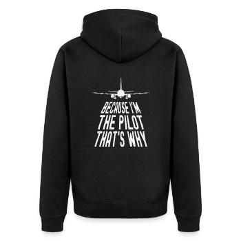 Parce que je suis le commandant de bord Pilot Flight Captain Flyer - Veste à capuche bio Premium Unisexe - noir - Dos - Nico (187cm)