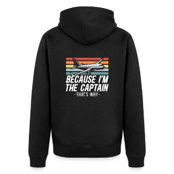 Parce que je suis le commandant de bord Pilot Flight Captain Flyer - Veste à capuche bio Premium Unisexe - noir - Dos - Nico (187cm)