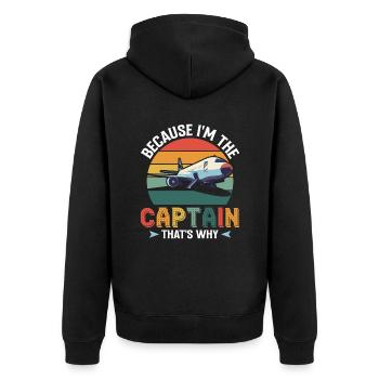 Parce que je suis le commandant de bord Pilot Flight Captain Flyer - Veste à capuche bio Premium Unisexe - noir - Dos - Nico (187cm)