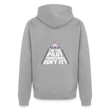 Ich Bin Pilot - Flugkaptiän Passagierflugzeug - Unisex Premium Bio Zip Hoodie - Grau meliert - Hinten - Nico (187cm)