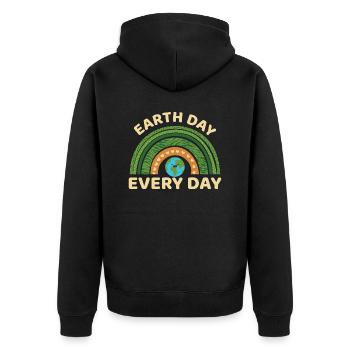 Tag der Erde Earthday Umweltschutz Umwelt Natur - Unisex Premium Bio Zip Hoodie - Schwarz - Hinten - Nico (187cm)