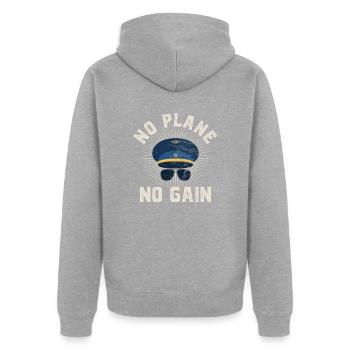 Airline Pilot Aviation Flugkapitän Jumbo Jet - Unisex Premium Bio Zip Hoodie - Grau meliert - Hinten - Nico (187cm)