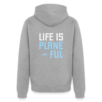 Airline Pilot Aviation Flugkapitän Jumbo Jet - Unisex Premium Bio Zip Hoodie - Grau meliert - Hinten - Nico (187cm)