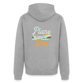 Flugkapitän Airline Flieger Pilot Jumbo Jet - Unisex Premium Bio Zip Hoodie - Grau meliert - Hinten - Nico (187cm)
