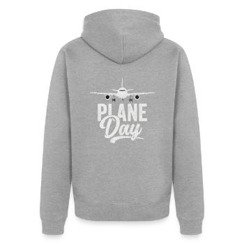 Flugkapitän Airline Flieger Pilot Jumbo Jet - Unisex Premium Bio Zip Hoodie - Grau meliert - Hinten - Nico (187cm)