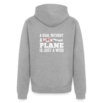 Flugkapitän Airline Flieger Pilot Jumbo Jet - Unisex Premium Bio Zip Hoodie - Grau meliert - Hinten - Nico (187cm)
