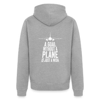 Flugkapitän Airline Flieger Pilot Jumbo Jet - Unisex Premium Bio Zip Hoodie - Grau meliert - Hinten - Nico (187cm)