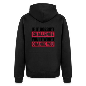 Séance d’entraînement Fitness Motivation Citation - Veste à capuche bio Premium Unisexe - noir - Dos - Nico (187cm)