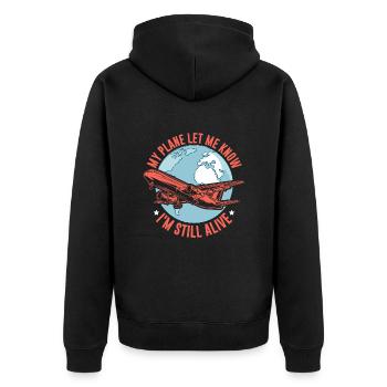 Airline Pilot Pun Flugzeugpilot - Unisex Premium Bio Zip Hoodie - Schwarz - Hinten - Nico (187cm)