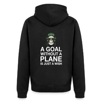 ZItat eines Airline-Piloten ohne Flugzeug - Unisex Premium Bio Zip Hoodie - Schwarz - Hinten - Nico (187cm)
