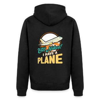 Airline Pilot Zitat Ich habe einen Flugzeugpiloten - Unisex Premium Bio Zip Hoodie - Schwarz - Hinten - Nico (187cm)