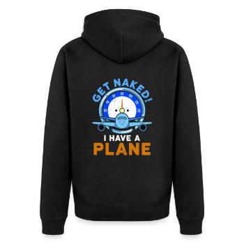 Airline Pilot Zitat Ich habe einen Flugzeugpiloten - Unisex Premium Bio Zip Hoodie - Schwarz - Hinten - Nico (187cm)