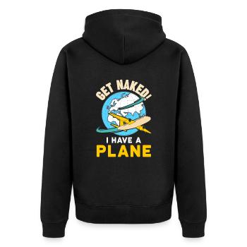 Airline Pilot Zitat Ich habe einen Flugzeugpiloten - Unisex Premium Bio Zip Hoodie - Schwarz - Hinten - Nico (187cm)