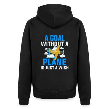 Airline-Pilot Ein Ziel ohne Flugzeug - Unisex Premium Bio Zip Hoodie - Schwarz - Hinten - Nico (187cm)